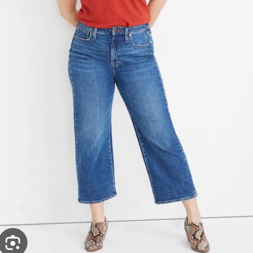 Madewell Curvy Slim Wide-Leg Crop Jeans High Rise Medium Wash Blue Size 31P